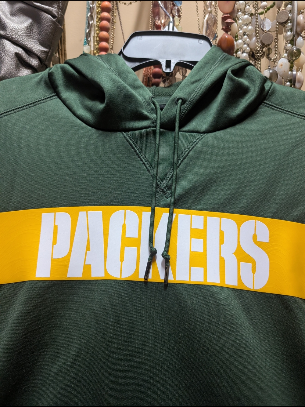 Packers Green Pullover Hoodie with Yellow Stripe
